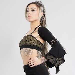 Womens Flare Long Sleeve shrug- organic| Eco-Modal| victorian| handmade| festival| costume| belly dance| cherry blossom|