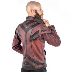 Taurid Leather Men's Jacket Soft Vajra Lining Python Inlay Removable Sleeves Handmade Black Cream Brown Red S-XXL