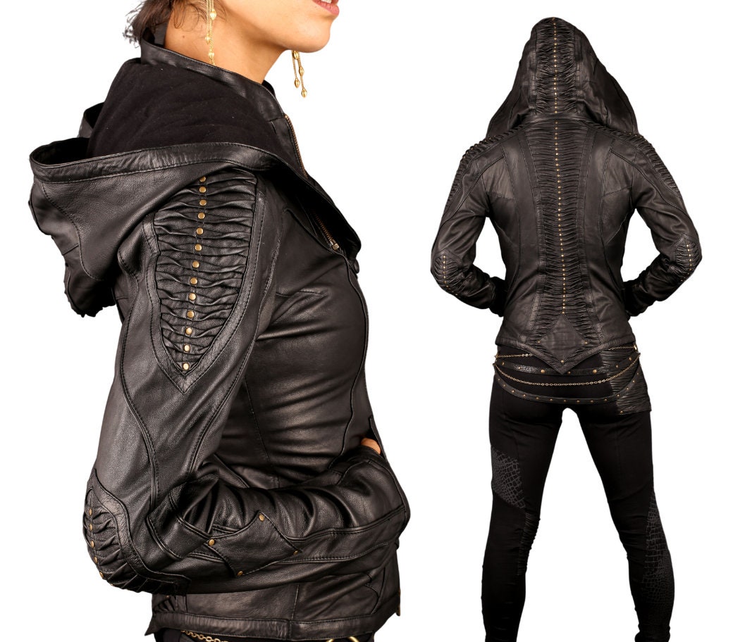 Women's Leather Singularity Jacket | Hooded Leather Jacket Women's Leather Singularity Jacket | Hooded Leather Jacket