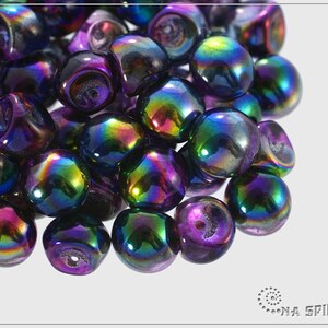 15 pcs Magic Blue Czech Mushroom Button Beads 9x8 mm (9477)