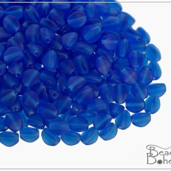 50 pcs Dark Sapphire Matte Czech Glass Pinch Beads 5x3,5 mm (8698) *