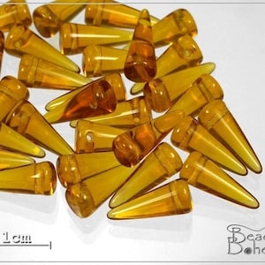 10 pcs Honey Czech Glass Spike Beads 13x5mm (6993)