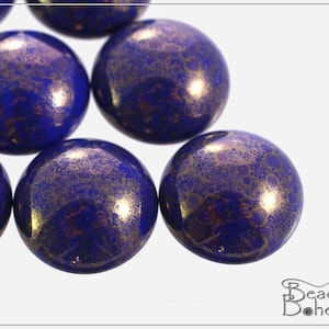 2 pc Opaque Cobalt Blue Teracota Czech Glass Round Cabochon 18 mm (10354)