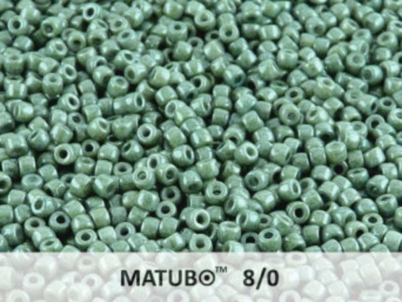 10grams MATUBO 8//0 Czech Seed Beads Opal Green Luster