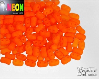 60 pcs UV Active Neon Orange Czech 2 Hole Bi-Bo 3x5,5 mm (B4)