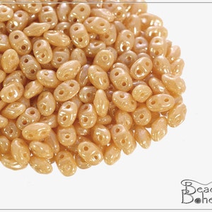 5 g Opaque Beige White Luster Czech Miniduo Beads 2x4 mm (10376)