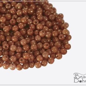 100 pcs Chalk Ruby Luster Czech Glass Round Beads 3 mm (10327)