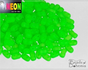 60 pcs UV Active Neon Green Czech 2 Hole Bi-Bo 3x5,5 mm (B1)