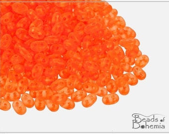 20 g UV Active Neon Orange Czech Preciosa Twin Seed Beads 2,5x5 mm (7967)