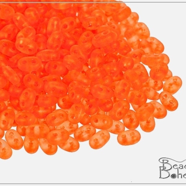 20 g UV Active Neon Orange Czech Preciosa Twin Seed Beads 2,5x5 mm (7967)