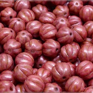 12 pcs Chalk Herbs&Spices Chilli Czech Glass Melon Beads 8 mm (12279)
