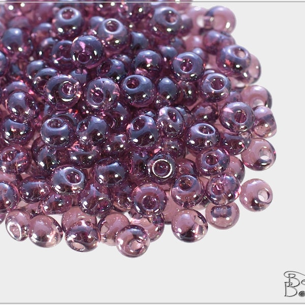 20 g Czech Drop Preciosa seed beads size 5/0, Transparent Amethyst Sfinx (11578)