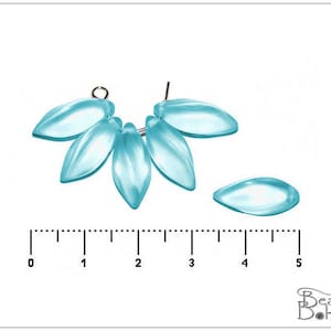 10 pcs Aquamarine Matted Czech Twist beads 15x8 mm (11420)