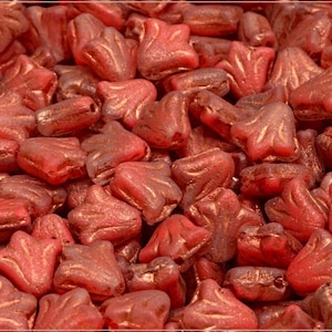 12 pcs Crystal-Red Bicolor Matted Copper Wash Czech Glass Lily Flower Beads 9x9mm (12821)
