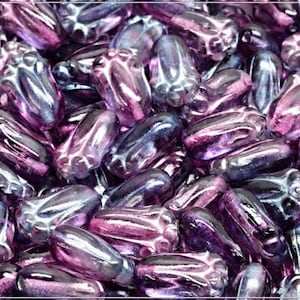 12 pcs Crystal Magenta-Blue Bicolor Silver Wash Czech Glass Tulip Bud Flower Beads 12x8 mm (13898)