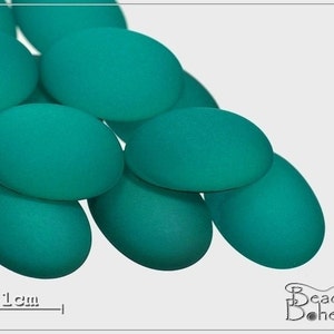 2 pcs UV Active Neon Emerald Czech Glass Cabochon 18x13 mm (7956)