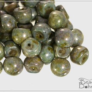 15 pcs Chalk Safari Czech Mushroom Button Beads 9x8 mm (9120)