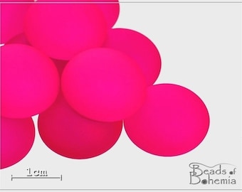2 pcs UV Active Neon Pink Czech Glass Cabochon 18 mm (7934)