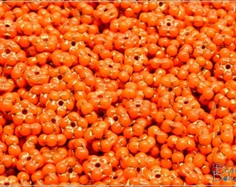 100 pcs Opaque Orange Gold Wash Czech Forget-me-not Flower Beads 5 mm (13571)