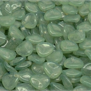 50 pcs Crystal, Milky Opal Mint Czech Rose Petal Beads 7x8 mm (13580)