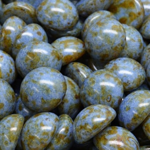 4 pcs Chalk Herbs&Spices Sage Blue Czech Glass Cabochon 12 mm (12394)