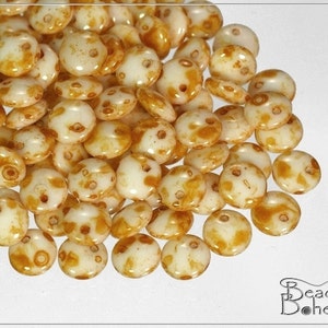 50 pcs Chalk Travertin Czech Lentil Beads 6 mm (7458)