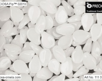 60 pcs Alabaster White Preciosa PIP Beads 5x7 mm (8741)