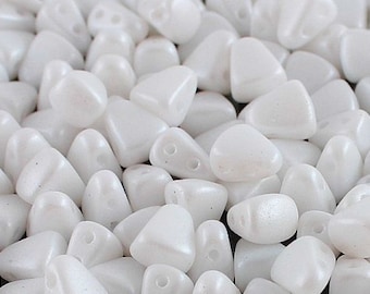 60 pcs Pearl Shine White Nib-Bit Beads 5x6 mm, (10987)