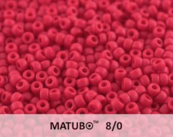 10 g Opaque Red Matted Czech MATUBO Seed Beads 8/0 (9651)