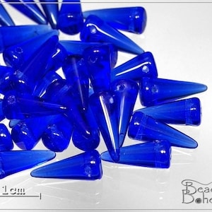 10 pcs Cobalt Czech Glass Spike Beads 13x5mm (6991)