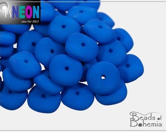 20 pcs UV Active Neon Blue Czech Wavy Disc, 10x4 mm (8044)