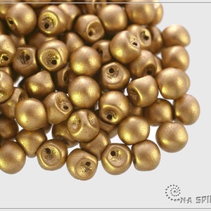 30 pcs Silky Metallic Sand Czech Mushroom Button Beads 5x6 mm (9489)