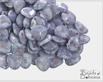 50 pcs Chalk Blue Teracotta Czech Rose Petal Beads 7x8 mm (8347)