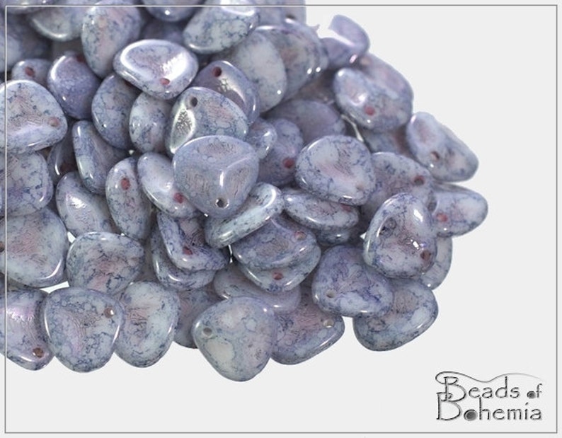 50 pcs Chalk Blue Teracotta Czech Rose Petal Beads 7x8 mm 8347
