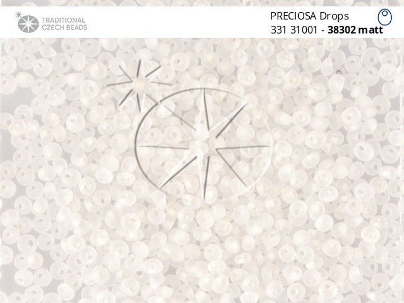 11566 Crystal Matted 20 g Czech Drop Preciosa seed beads size 20