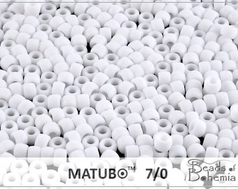 10 g Opaque White Matte Czech MATUBO Seed Beads 7/0 (8599)