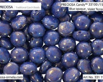 30 pcs 8 mm 2 Hole Czech Candy Beads Opaque Corflower Violet Teracota (11781)