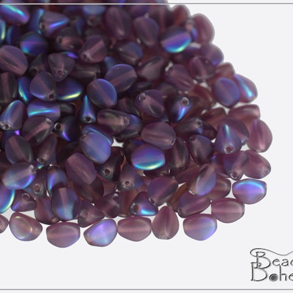 50 pcs Transparent Amethyst Matte AB Czech Glass Pinch Beads 5x3,5 mm (10176)