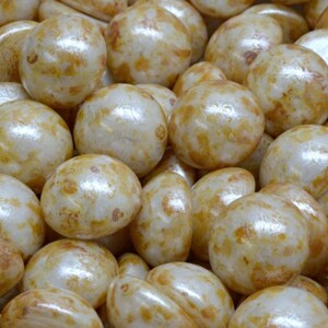 4 pcs Chalk Herbs&Spices Caraway Beige Czech Glass Cabochon 12 mm (12387)