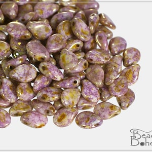 60 pcs Chalk Violet/Brown Senegal Czech Preciosa PIP Beads 5x7 mm (9396)