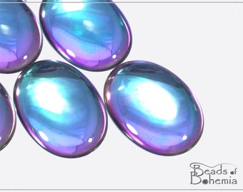 2 pcs Vitrail Light Czech Glass Oval Cabochon 25x18 mm (9787)