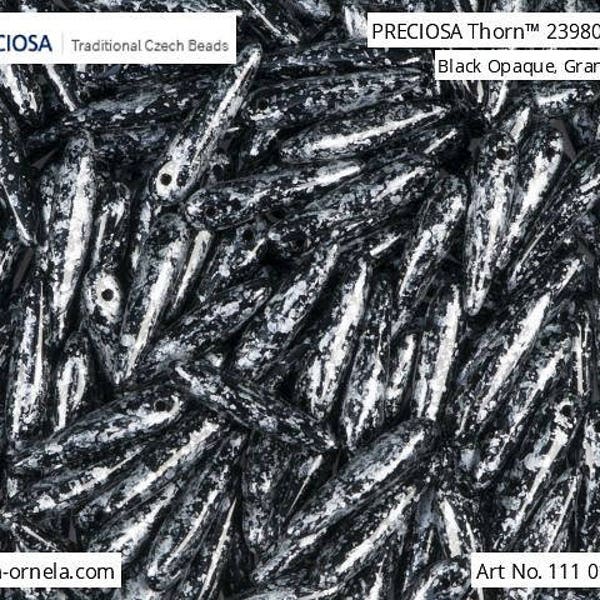 24 pcs Tweedy Silver Czech Glass Preciosa Thorn Beads 16x5mm (11350)