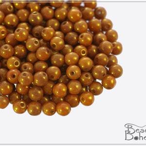 100 pcs Chalk Ruby Luster Czech Glass Round Beads 4 mm (10287)