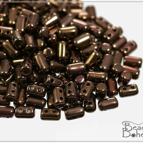 20 g Bronze Czech Two Hole Rulla Beads 3x5 mm (7487)