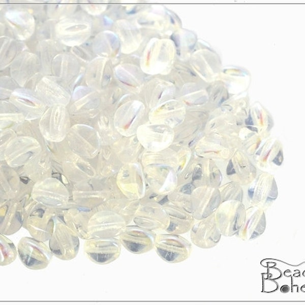 50 pcs Crystal AB Czech Glass Pinch Beads 5x3,5 mm (8531)