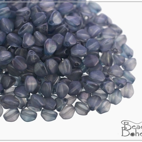 50 pcs Crystal Matte Blue Luster Czech Glass Pinch Beads Classic 5x3,5 mm (8679)