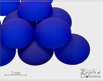 2 pcs UV Active Neon Indigo Czech Glass Cabochon 18 mm (7939)