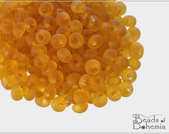 20 g Czech Drop Preciosa seed beads size 5/0, Medium Topaz Matted (11565)