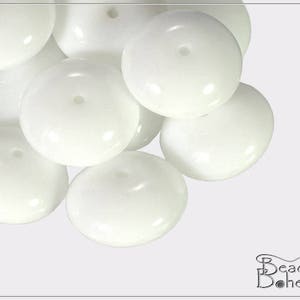 5 pcs Chalk White Czech Glass Rondelle Beads 17x11mm (11423)