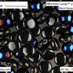 30 Stück 6 mm 2 Loch Böhmische Candy Beads Jet Azuro (13463)